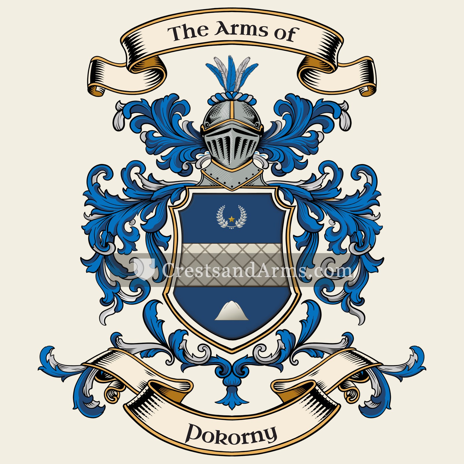 The Pokorny coat of arms, drawn from the recorded blazon