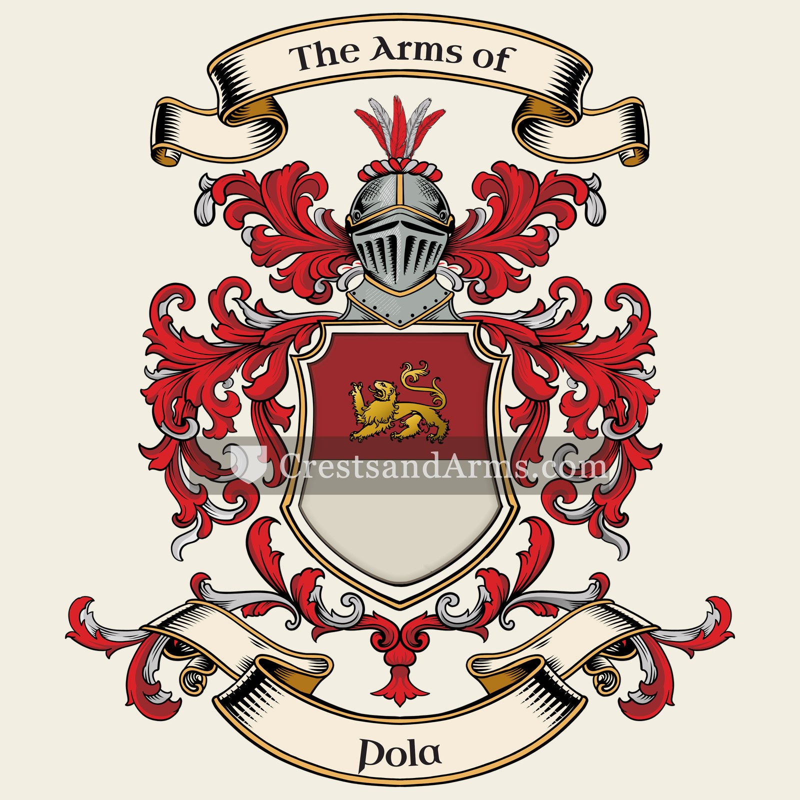The Pola coat of arms, drawn from the recorded blazon