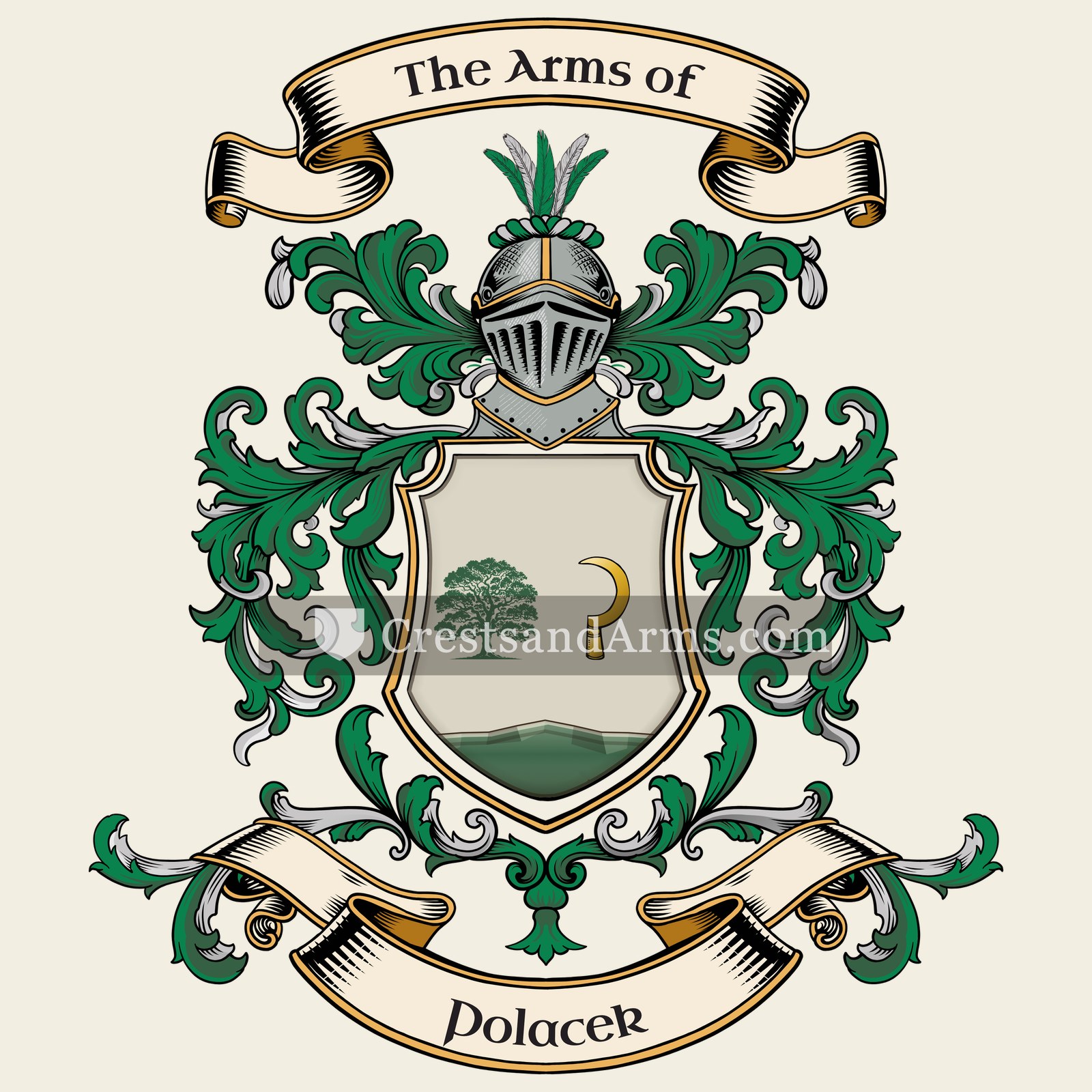 The Polacek coat of arms, drawn from the recorded blazon