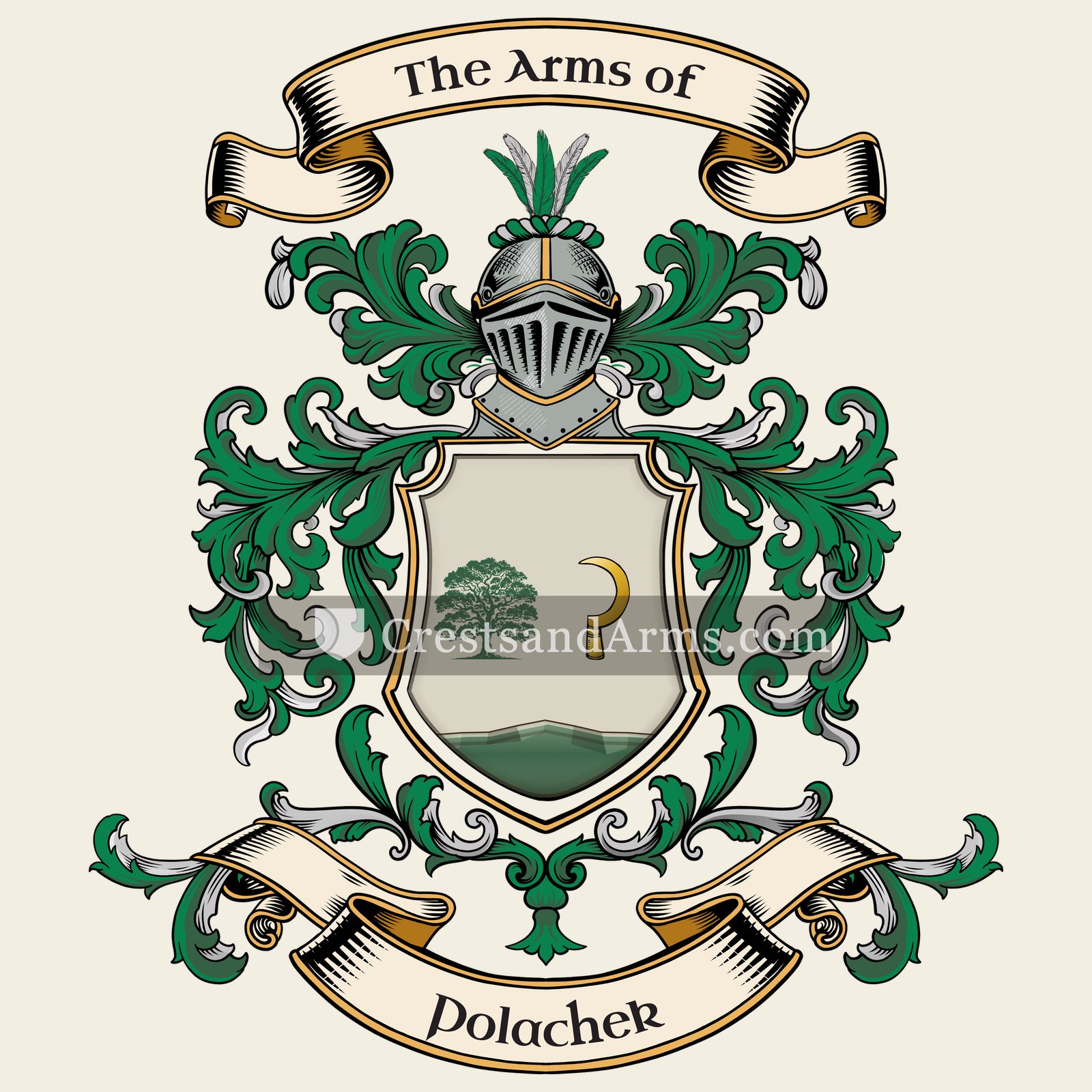 The Polachek coat of arms, drawn from the recorded blazon