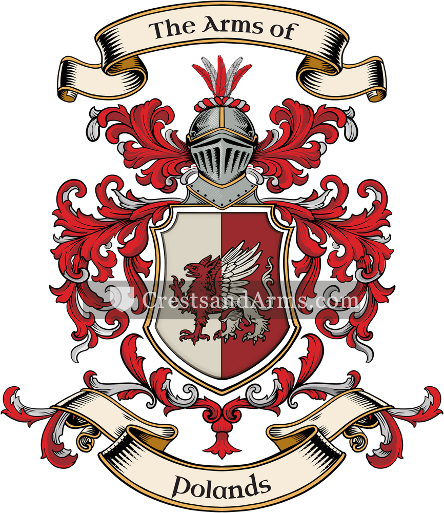 The Polands coat of arms, drawn from the recorded blazon
