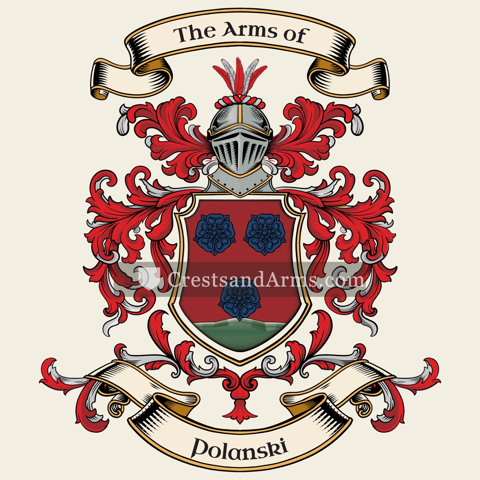 The Polanski coat of arms, drawn from the recorded blazon