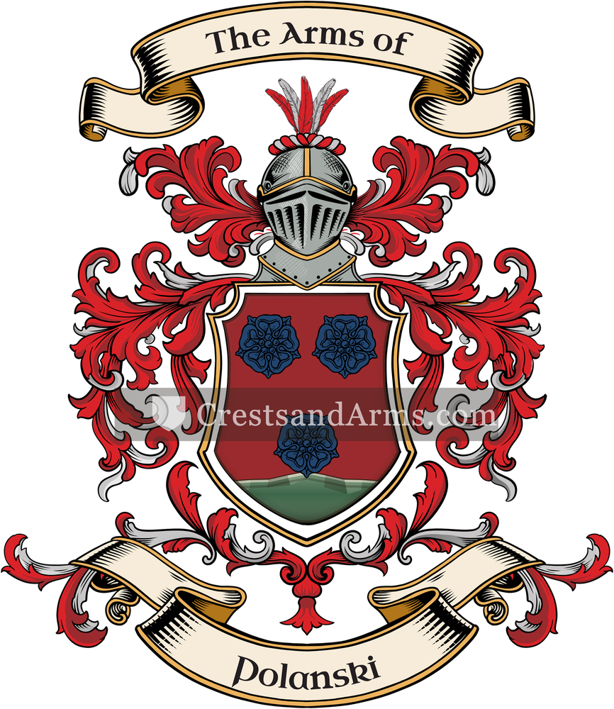 The Polanski coat of arms, drawn from the recorded blazon