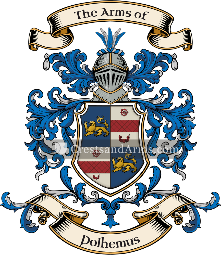 The Polhemus coat of arms, drawn from the recorded blazon