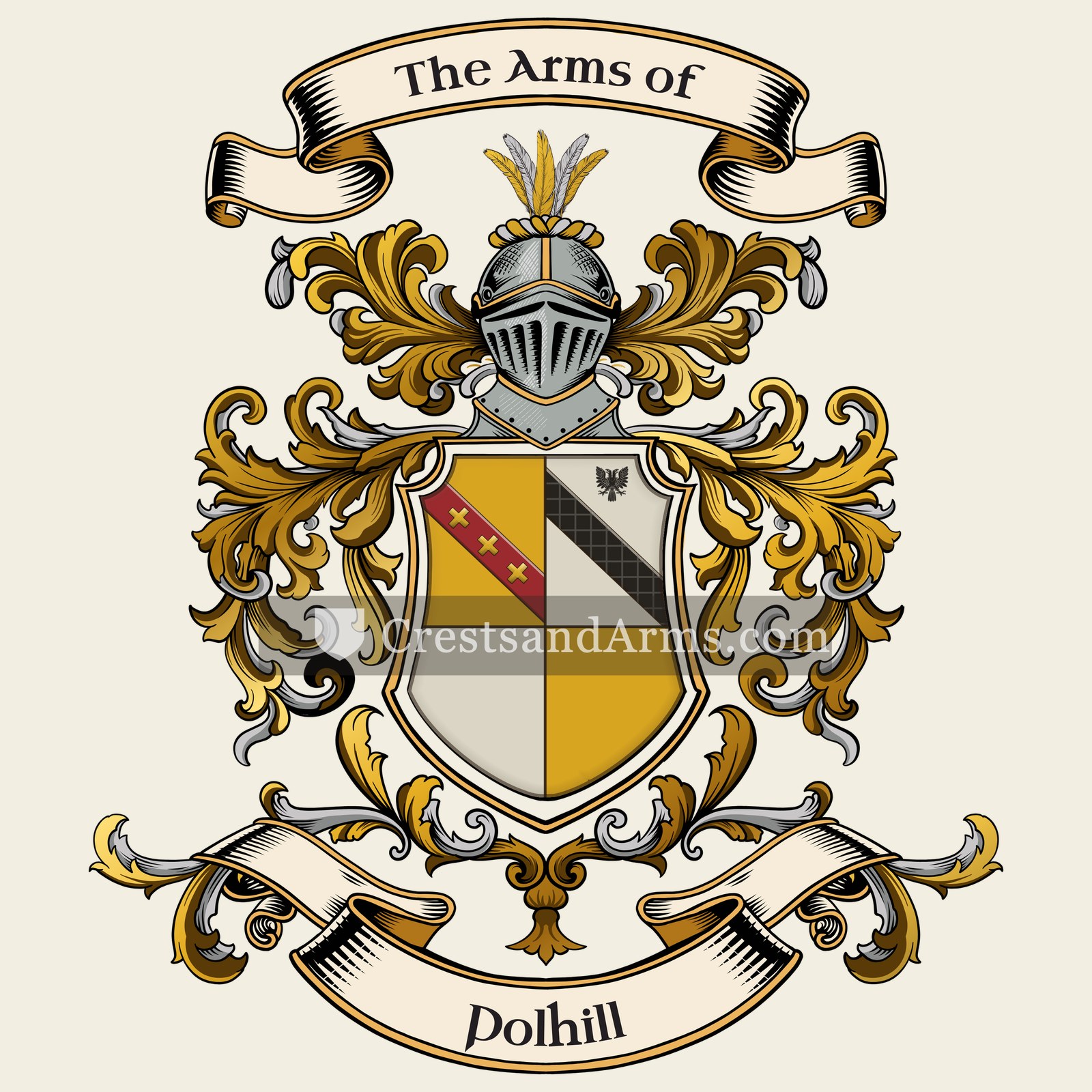 The Polhill coat of arms, drawn from the recorded blazon