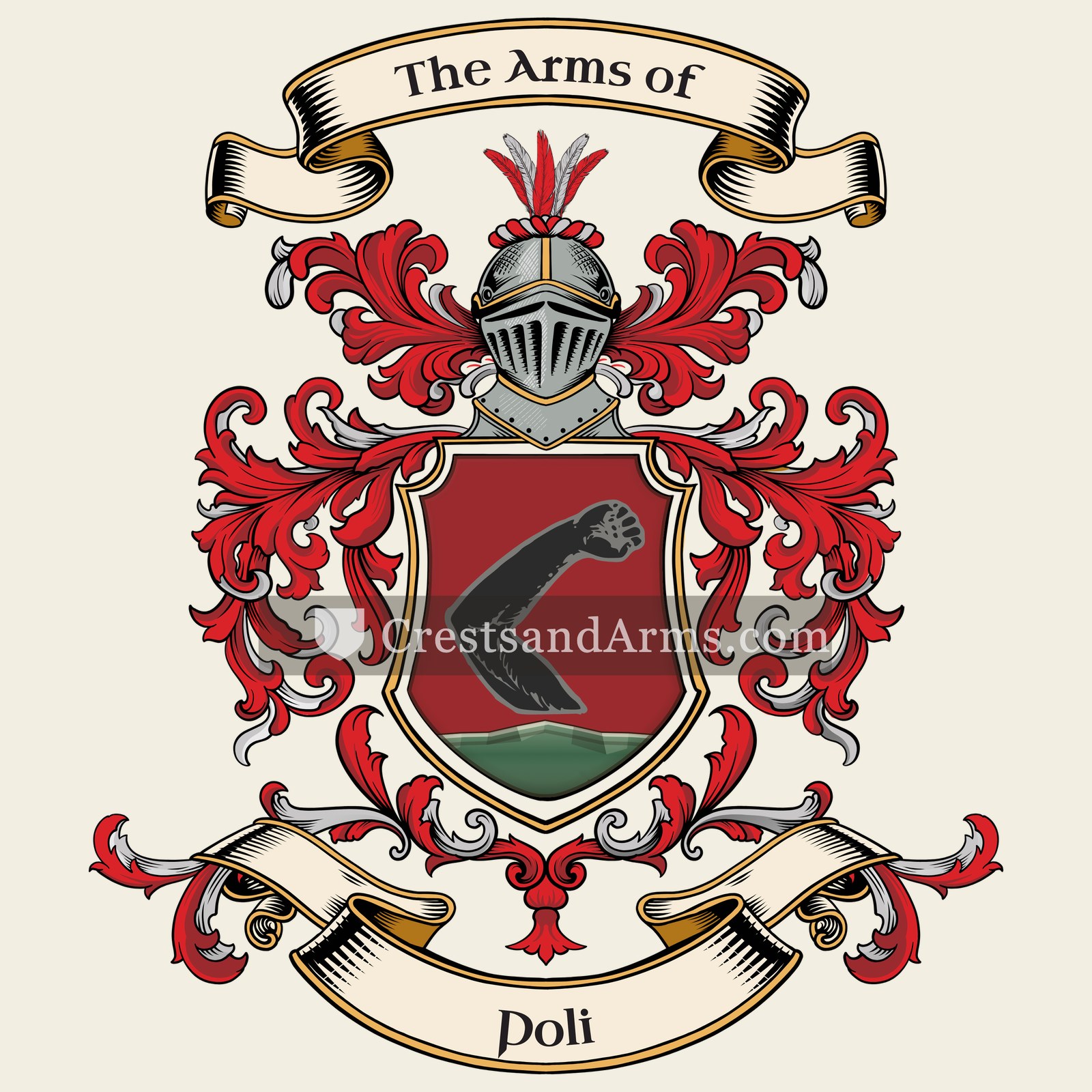 The Poli coat of arms, drawn from the recorded blazon