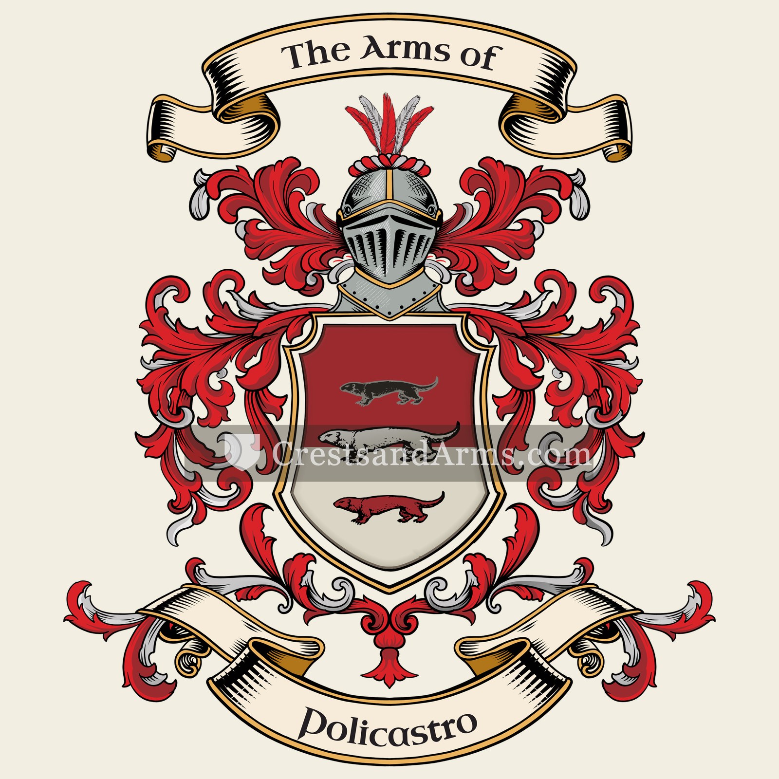 The Policastro coat of arms, drawn from the recorded blazon