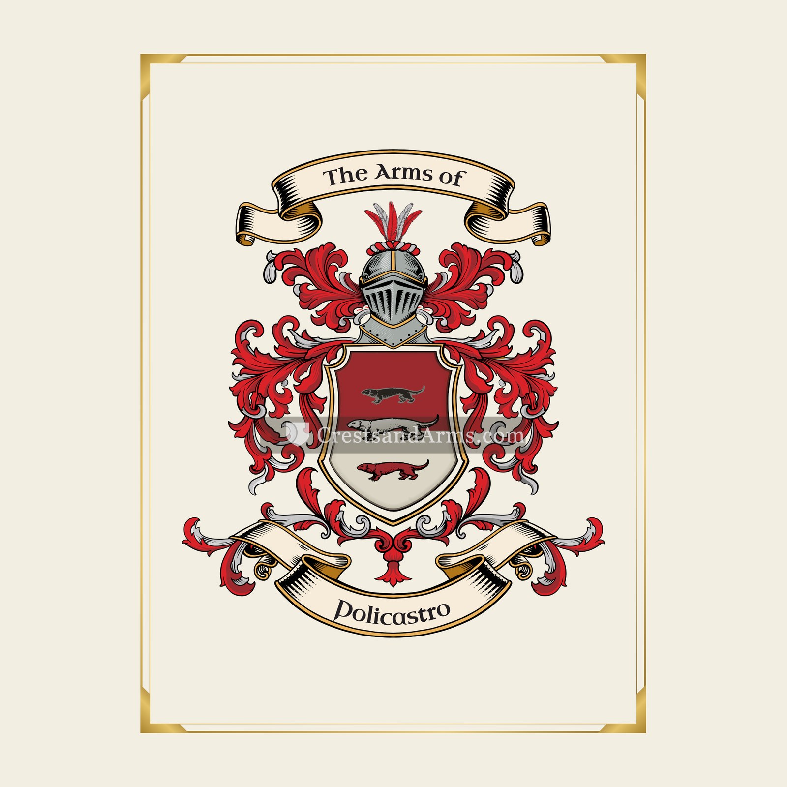 With gold border