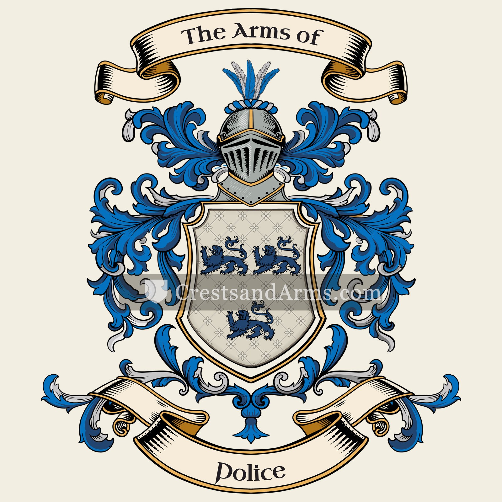 The Police coat of arms, drawn from the recorded blazon