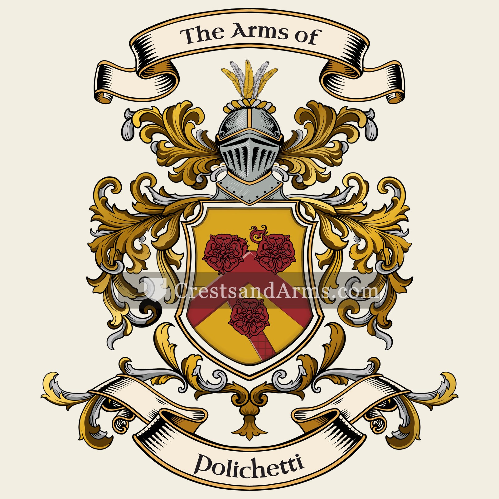 The Polichetti coat of arms, drawn from the recorded blazon
