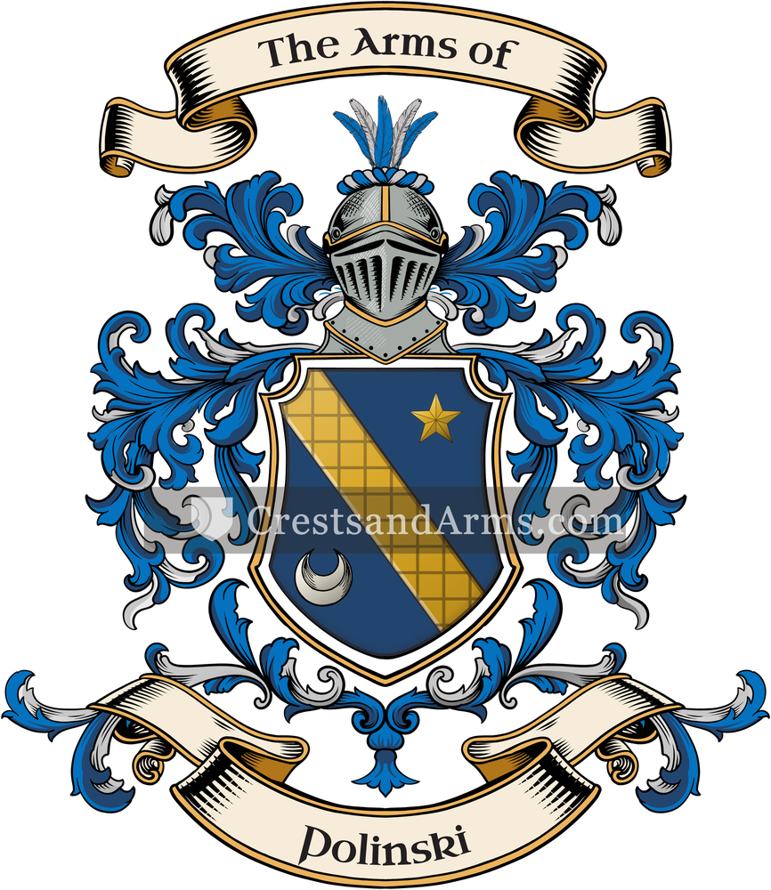 The Polinski coat of arms, drawn from the recorded blazon