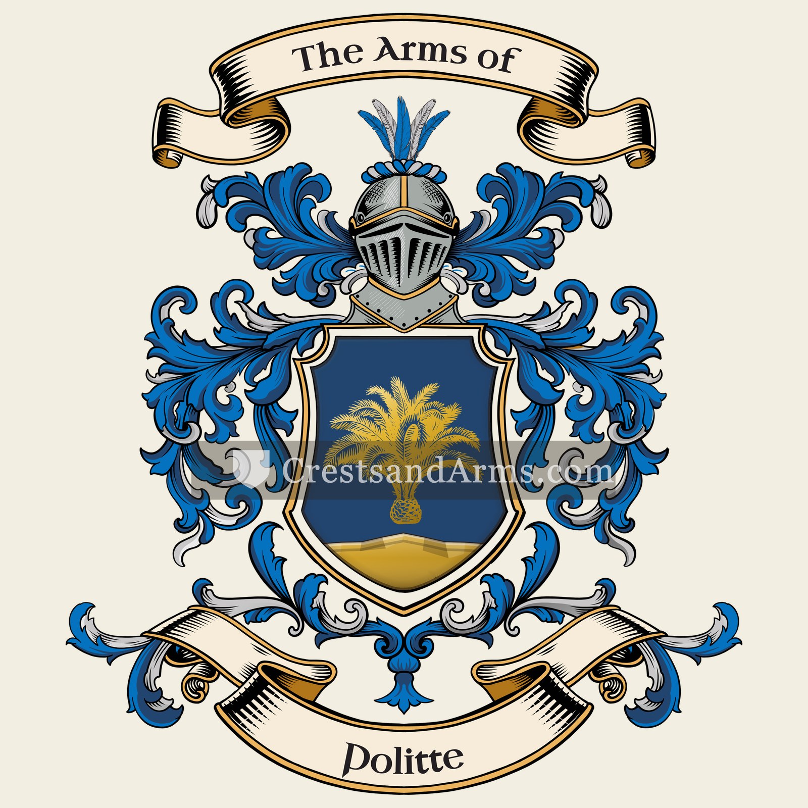 The Politte coat of arms, drawn from the recorded blazon