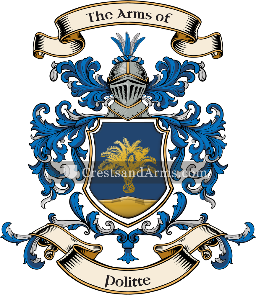 The Politte coat of arms, drawn from the recorded blazon