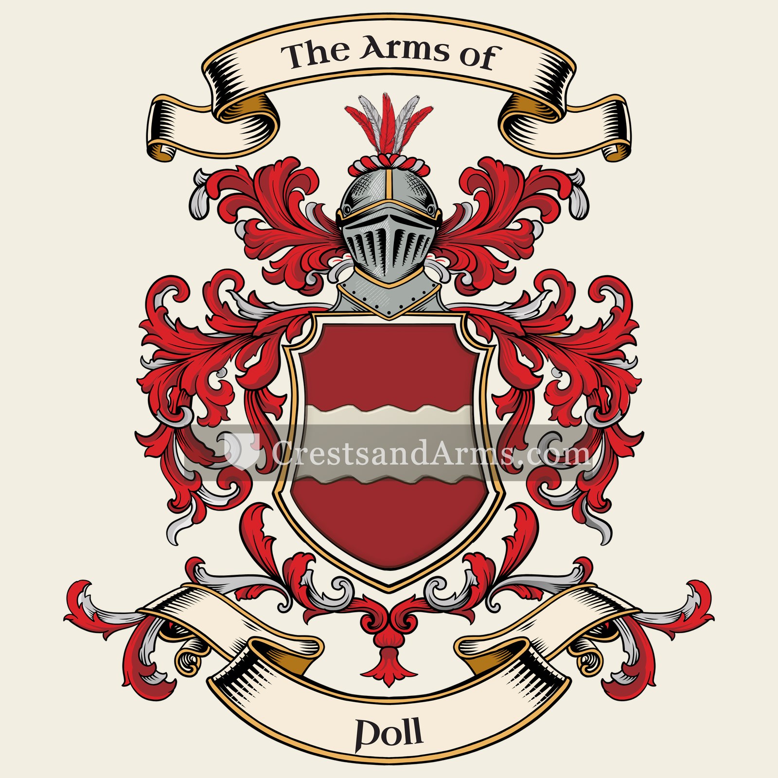 The Poll coat of arms, drawn from the recorded blazon