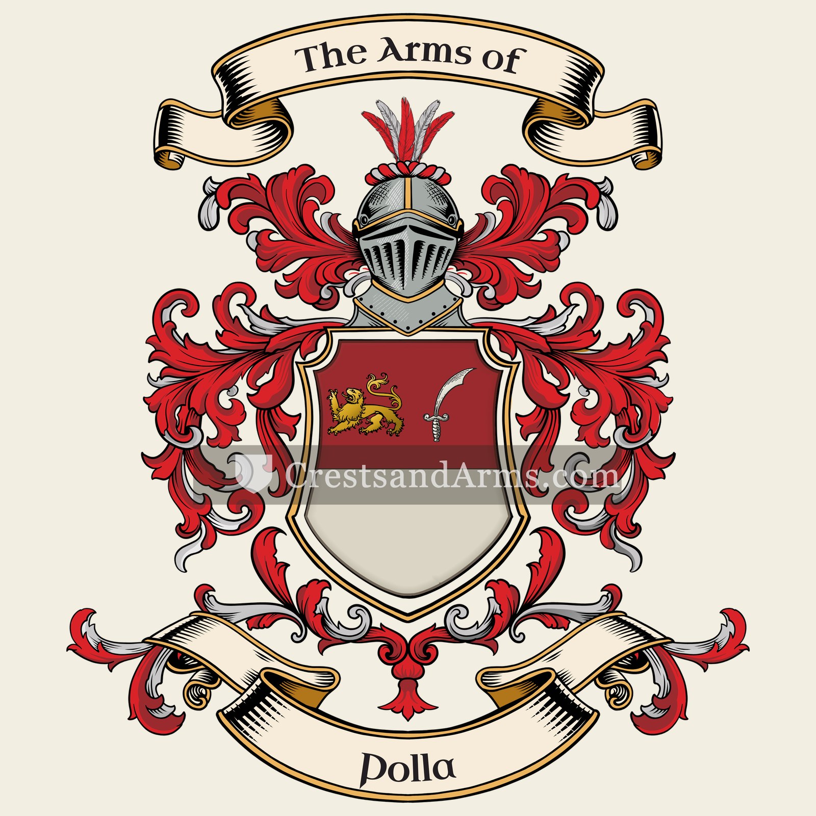 The Polla coat of arms, drawn from the recorded blazon
