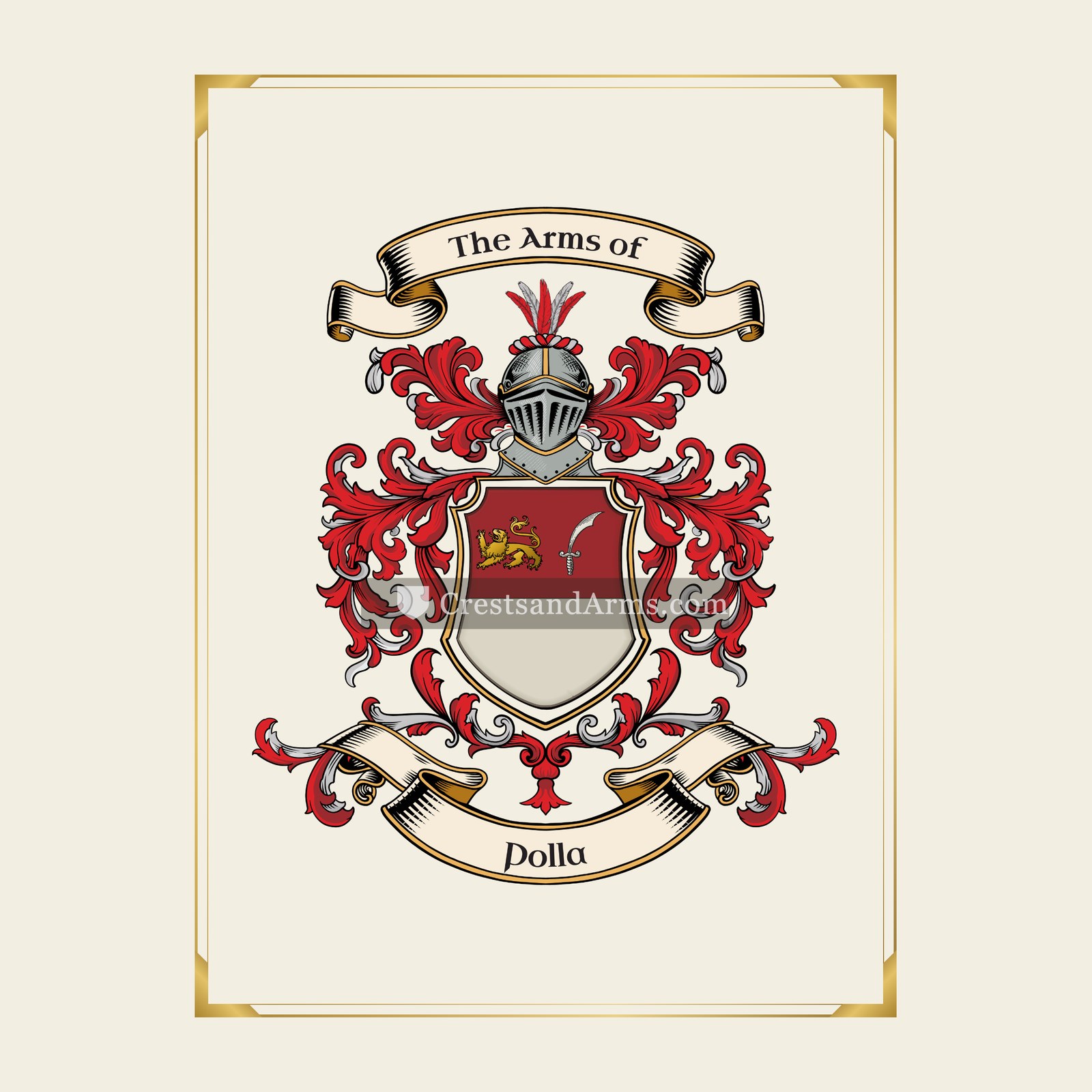 With gold border