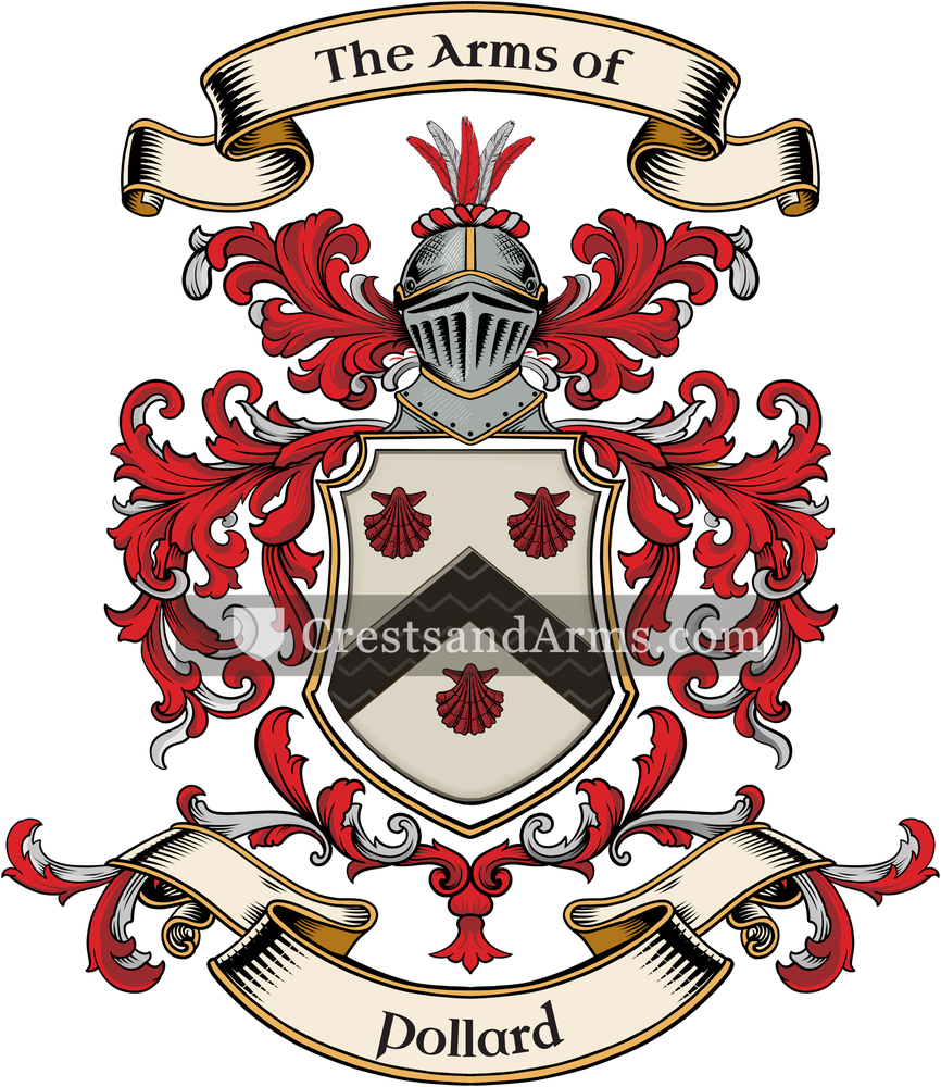 The Pollard coat of arms, drawn from the recorded blazon