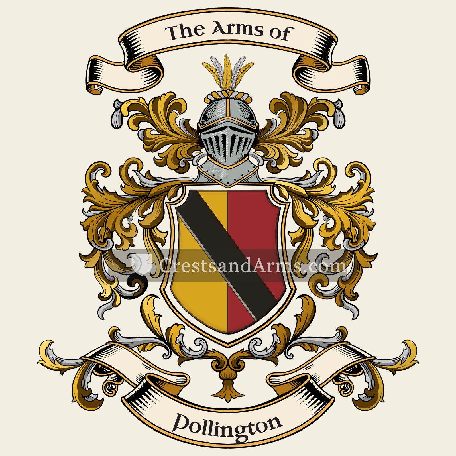 The Pollington coat of arms, drawn from the recorded blazon