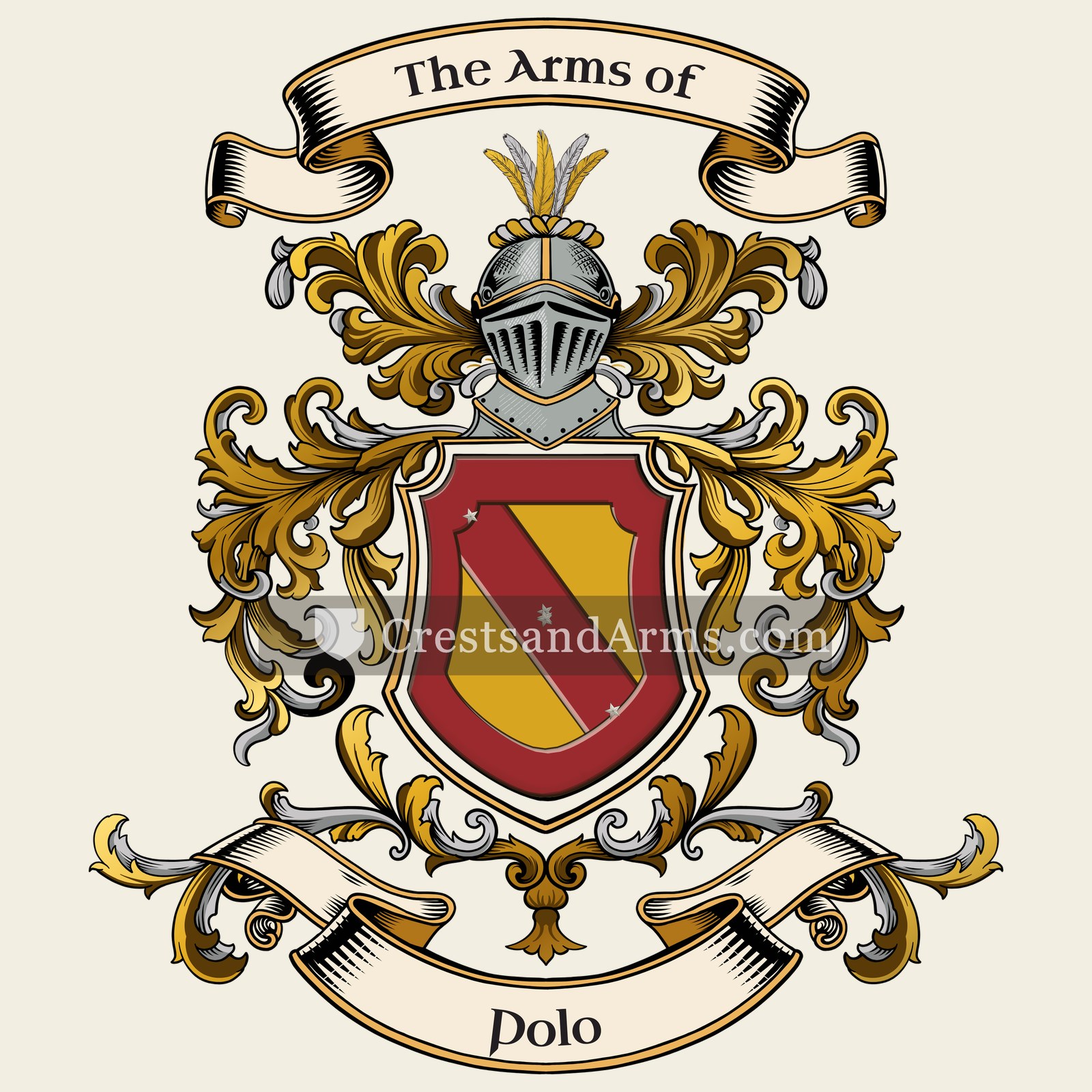 The Polo coat of arms, drawn from the recorded blazon
