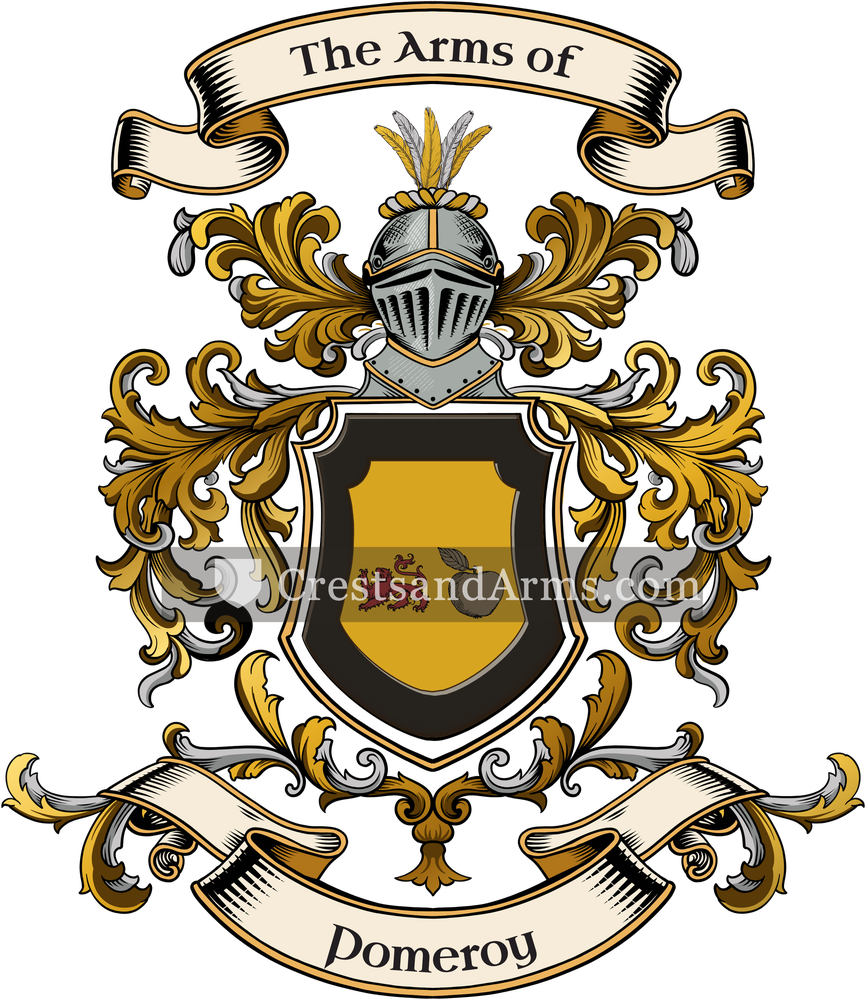The Pomeroy coat of arms, drawn from the recorded blazon