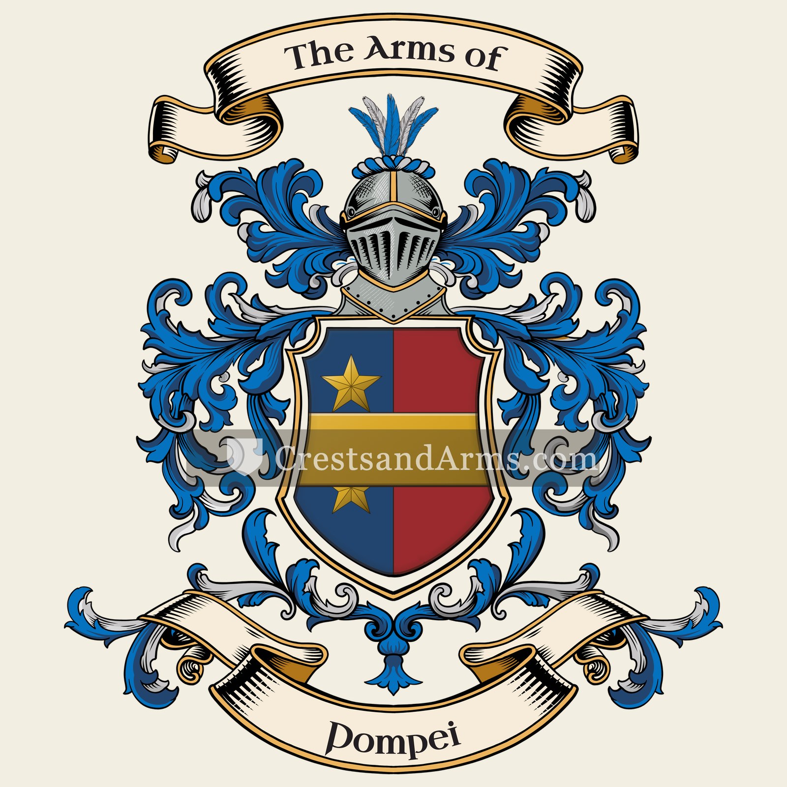 The Pompei coat of arms, drawn from the recorded blazon