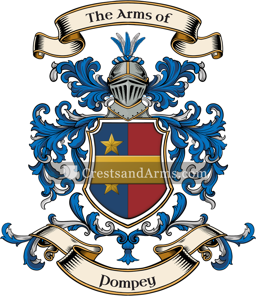 The Pompey coat of arms, drawn from the recorded blazon