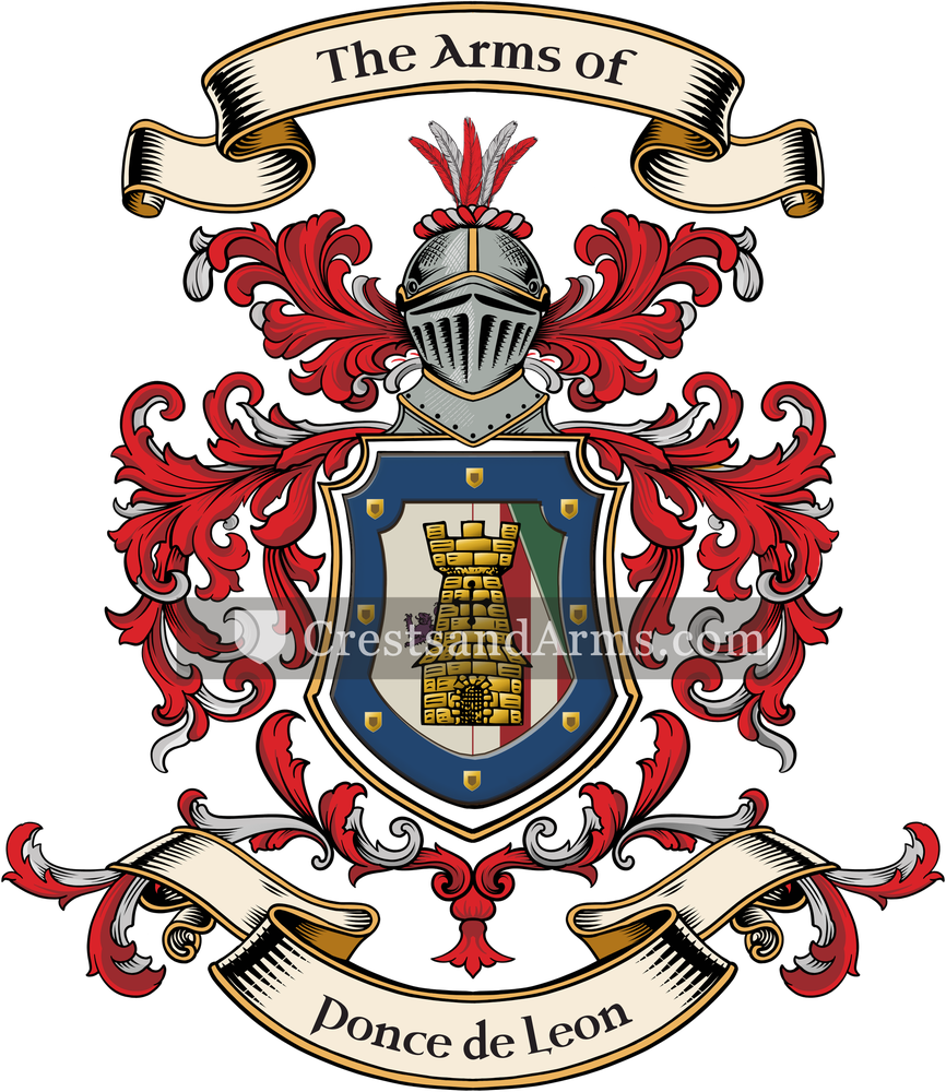 The Ponce de Leon coat of arms, drawn from the recorded blazon