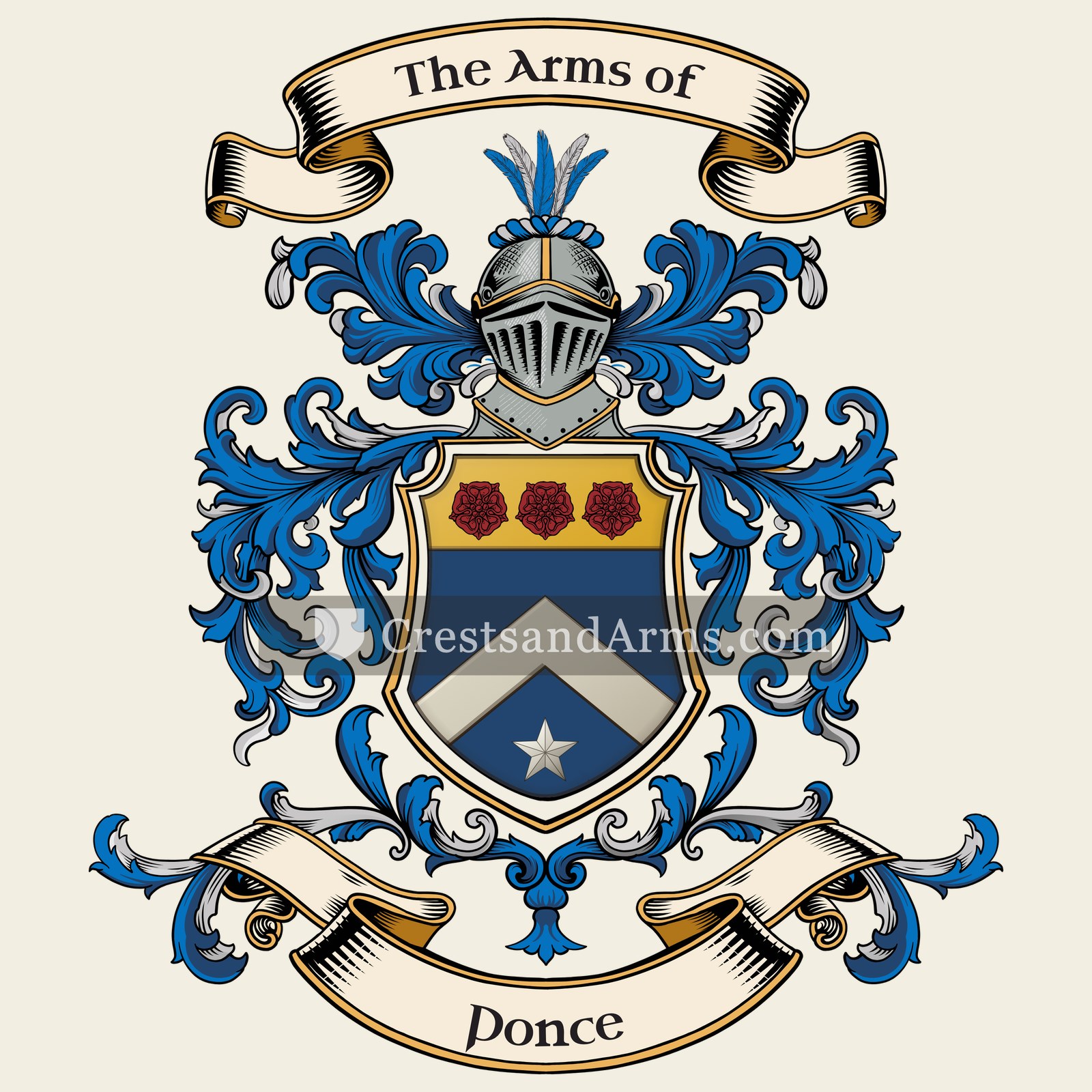 The Ponce coat of arms, drawn from the recorded blazon