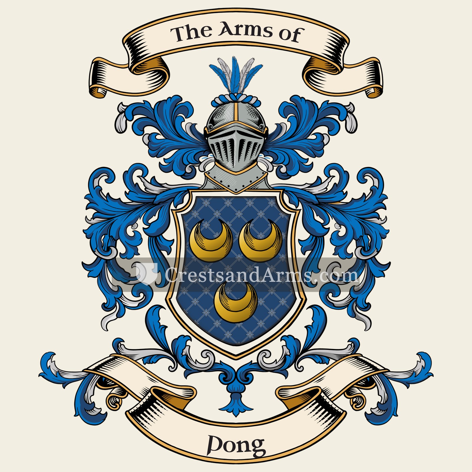 The Pong coat of arms, drawn from the recorded blazon