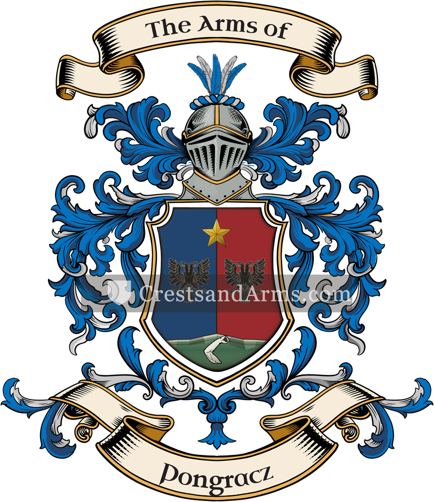 The Pongracz coat of arms, drawn from the recorded blazon