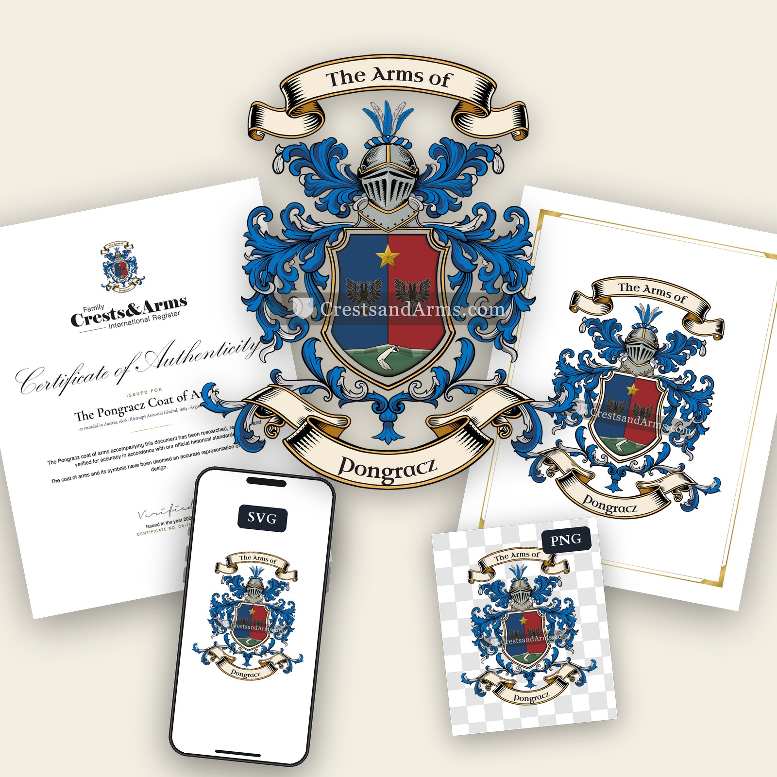 The Pongracz arms on the coat of arms — digital pack