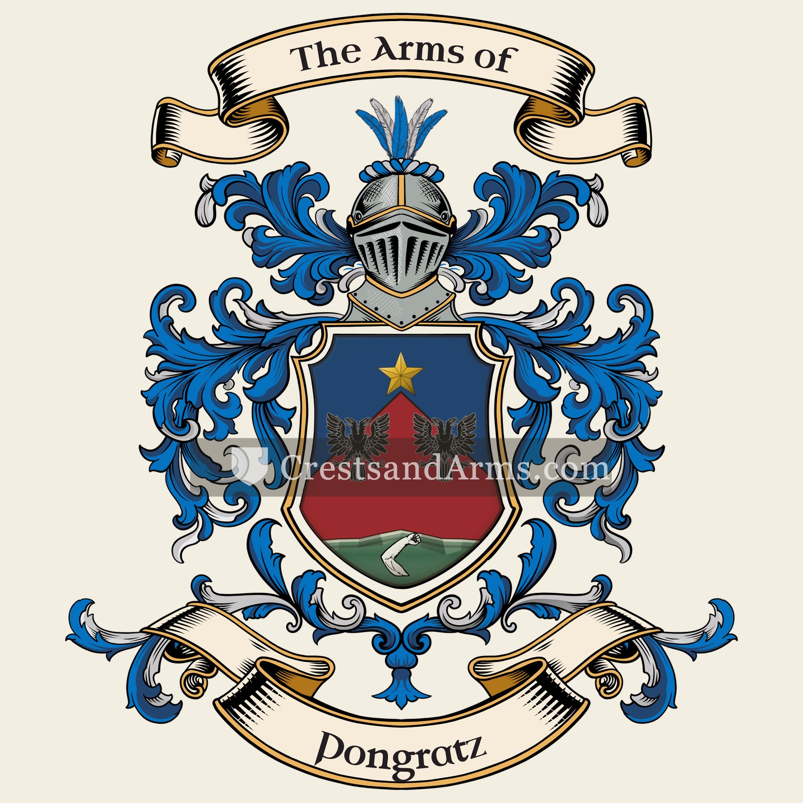 The Pongratz coat of arms, drawn from the recorded blazon