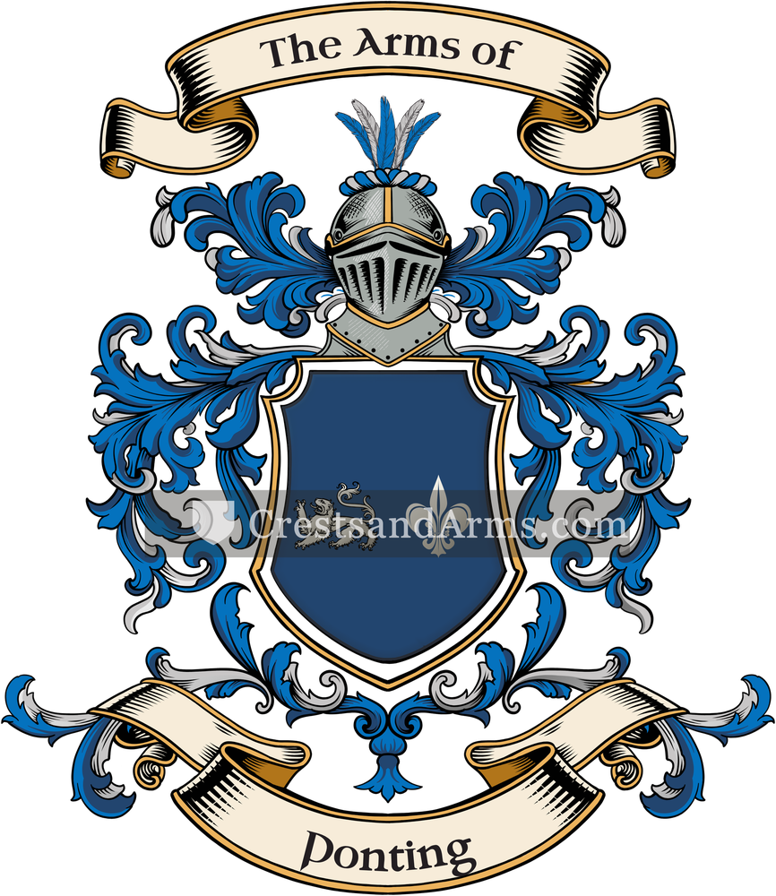 The Ponting coat of arms, drawn from the recorded blazon