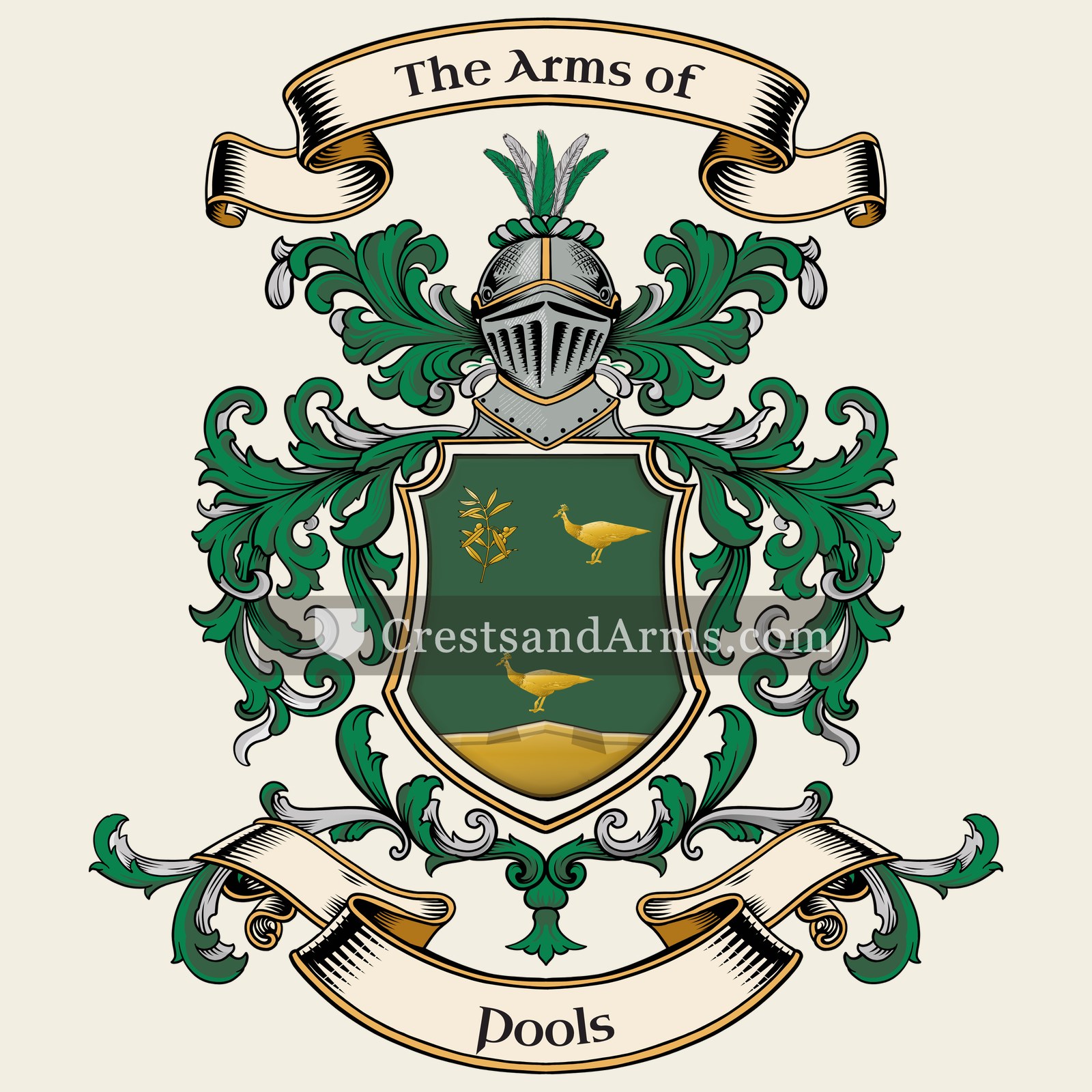 The Pools coat of arms, drawn from the recorded blazon