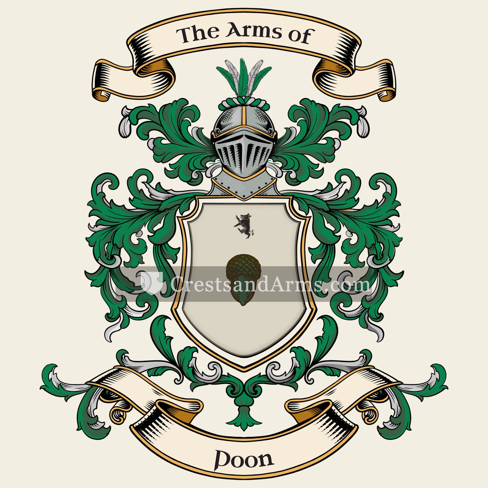 The Poon coat of arms, drawn from the recorded blazon