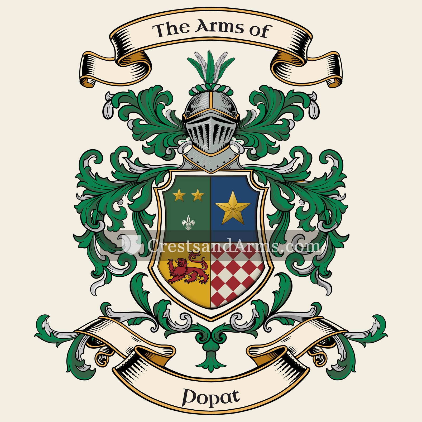 The Popat coat of arms, drawn from the recorded blazon