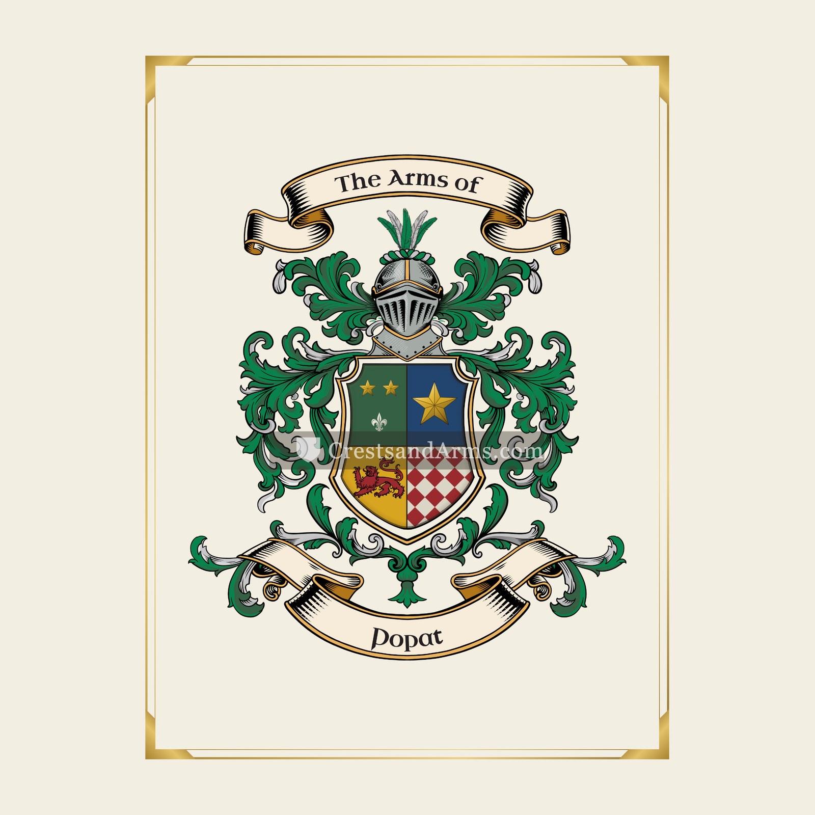 With gold border