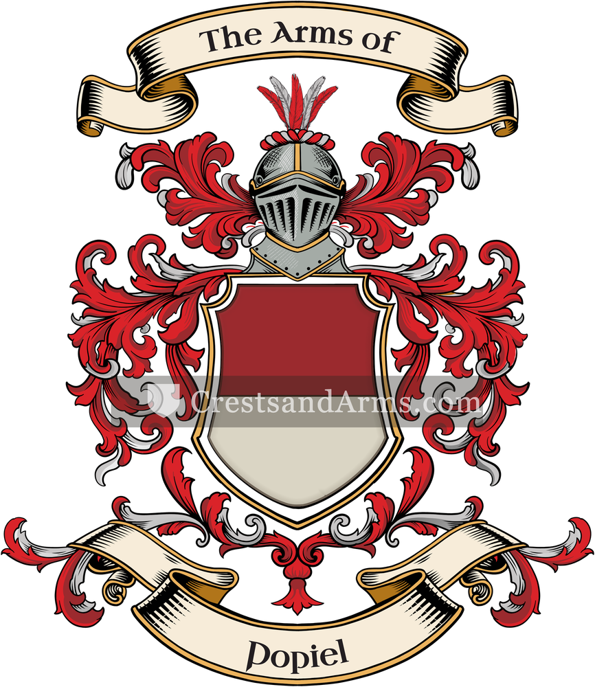 The Popiel coat of arms, drawn from the recorded blazon