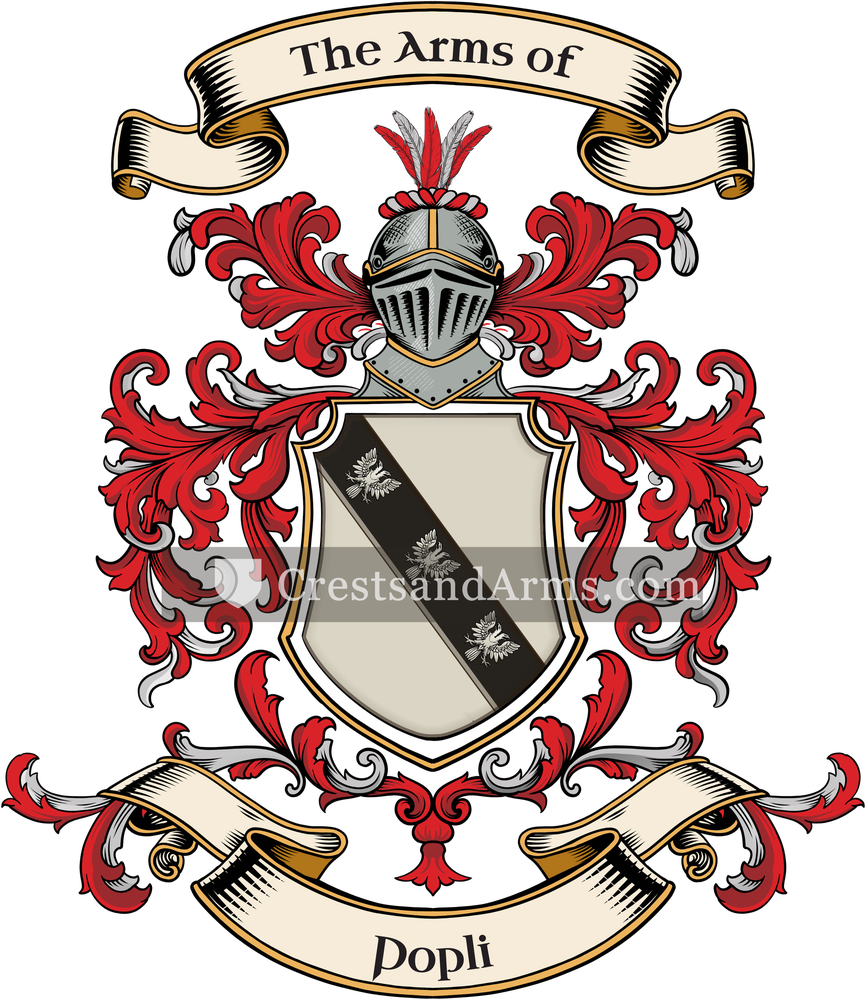 The Popli coat of arms, drawn from the recorded blazon
