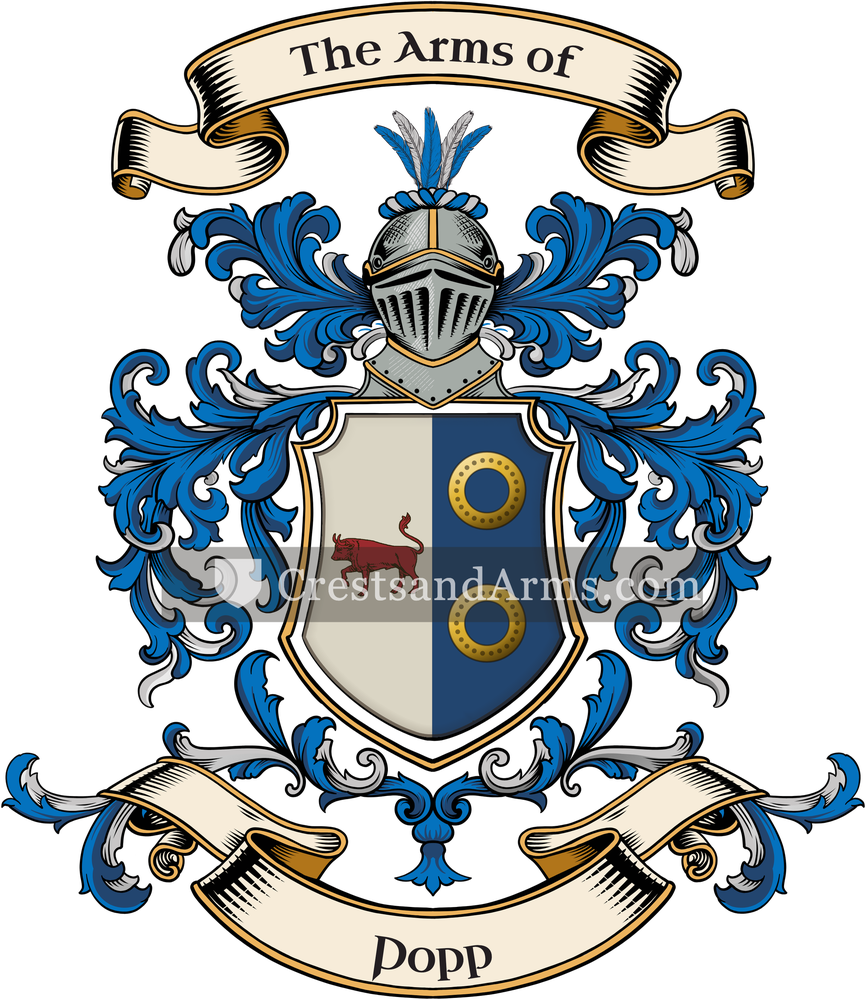 The Popp coat of arms, drawn from the recorded blazon