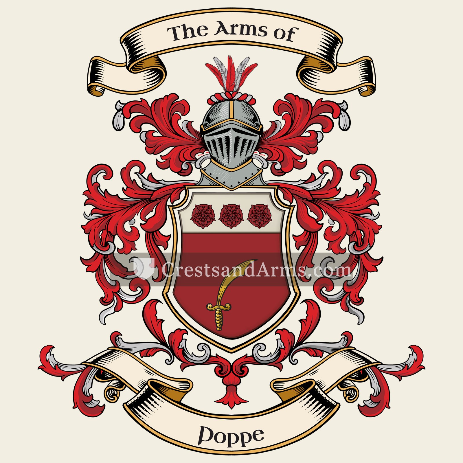 The Poppe coat of arms, drawn from the recorded blazon