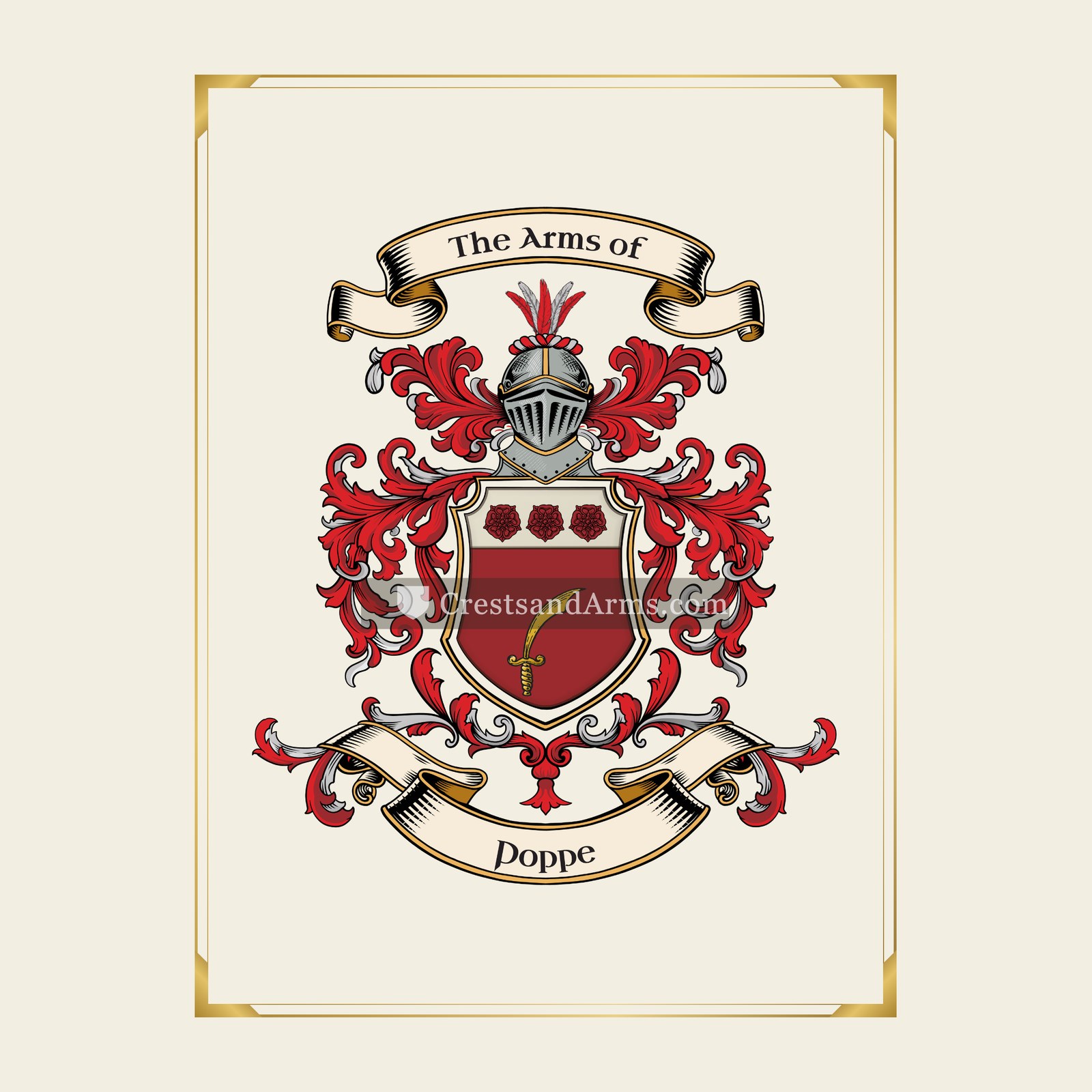 With gold border