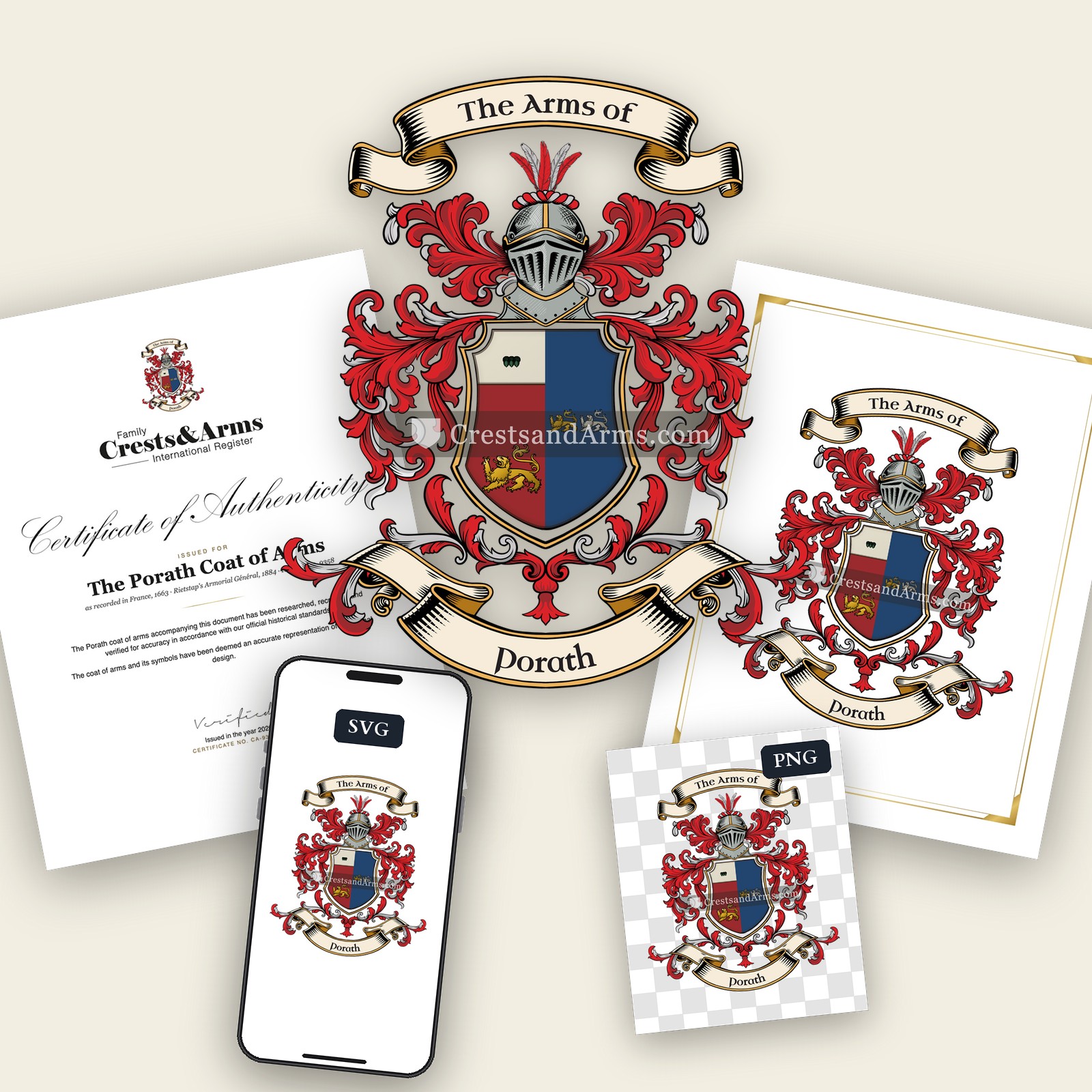 The Porath arms on the coat of arms — digital pack