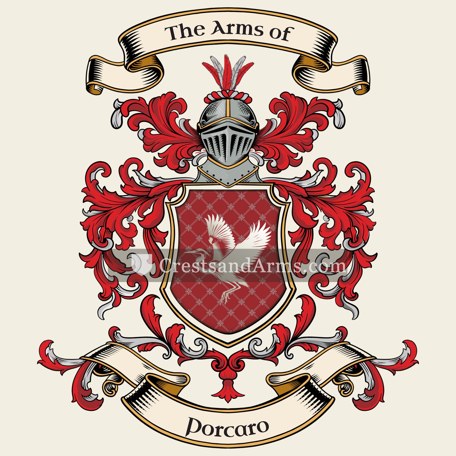 The Porcaro coat of arms, drawn from the recorded blazon