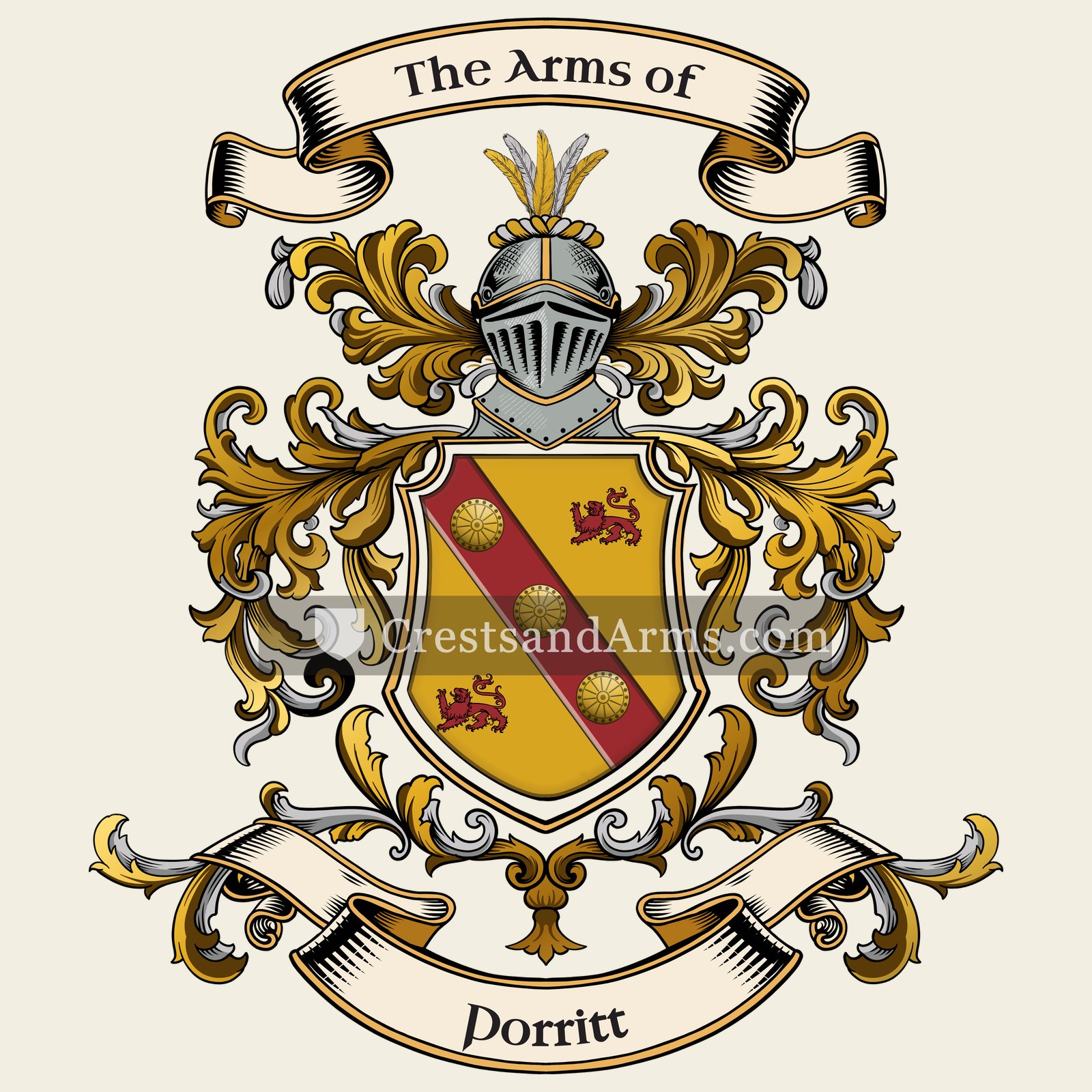 The Porritt coat of arms, drawn from the recorded blazon