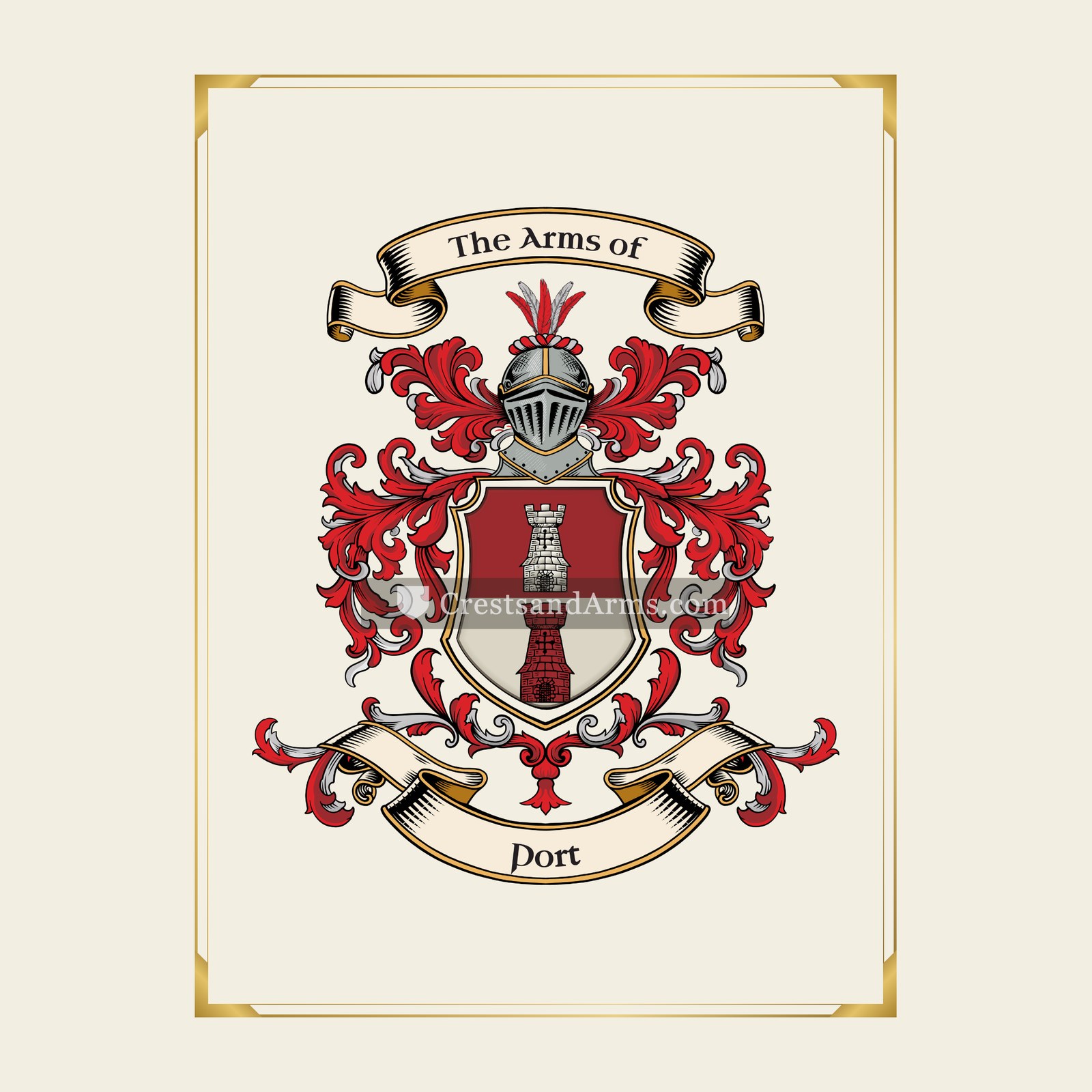 With gold border