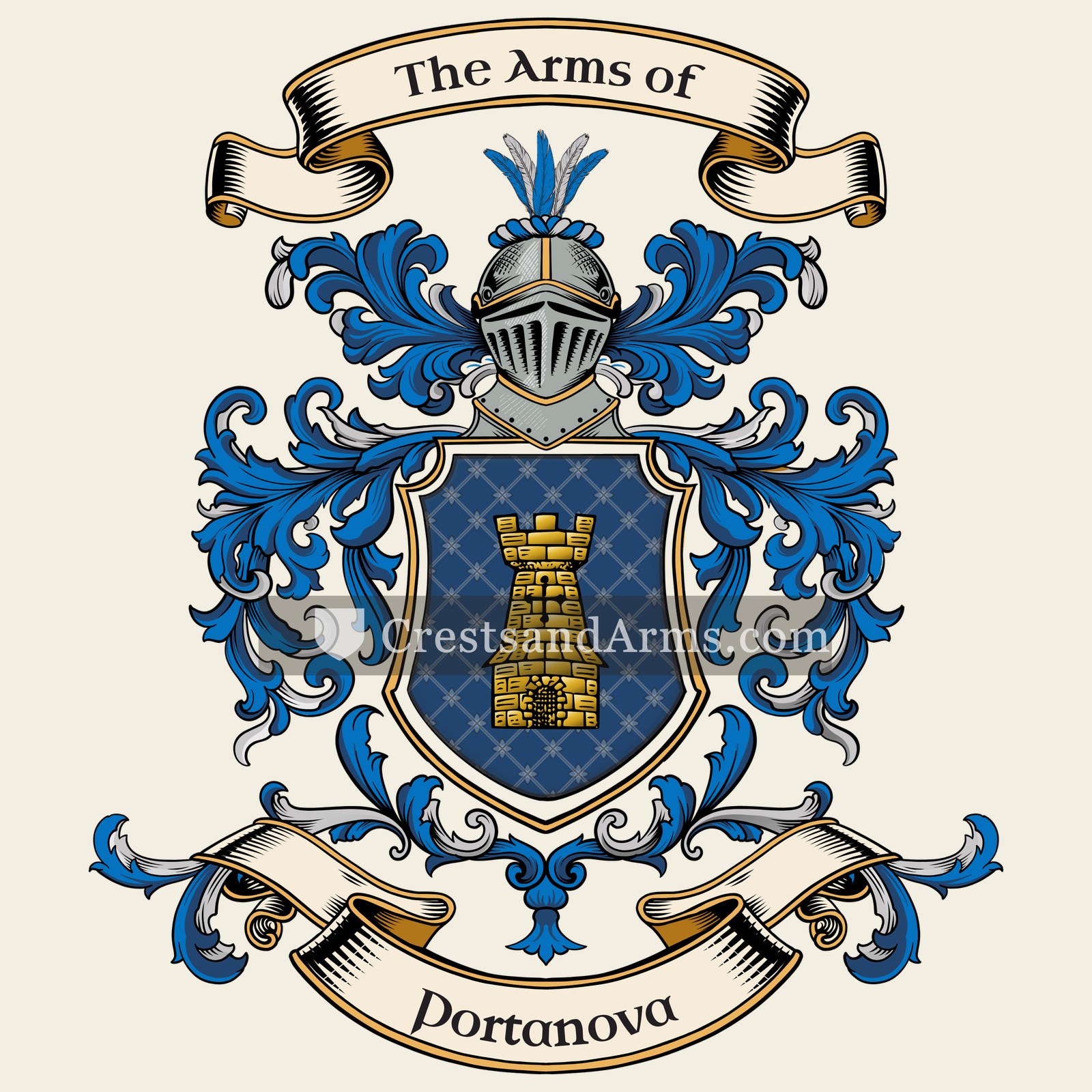 The Portanova coat of arms, drawn from the recorded blazon
