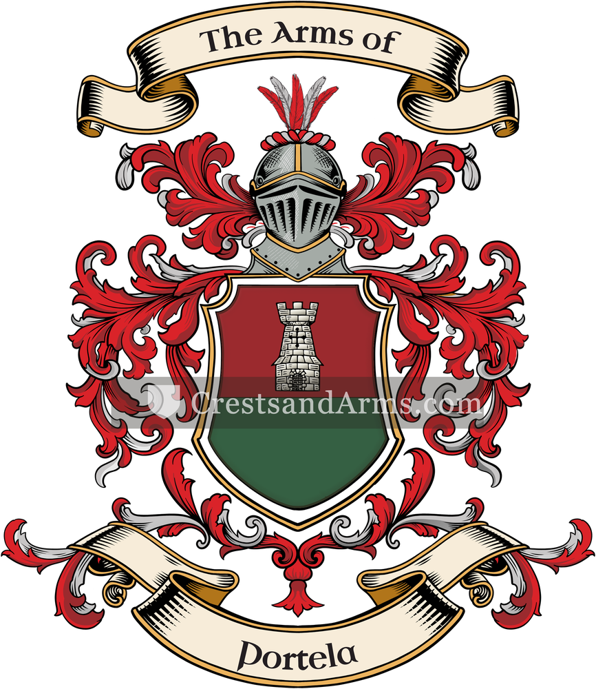 The Portela coat of arms, drawn from the recorded blazon