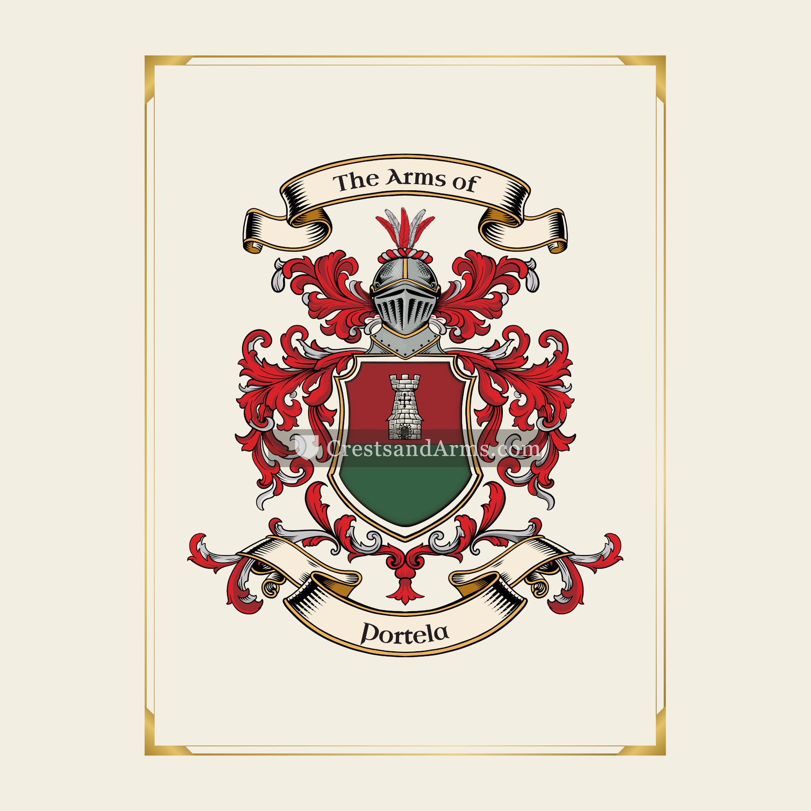 With gold border