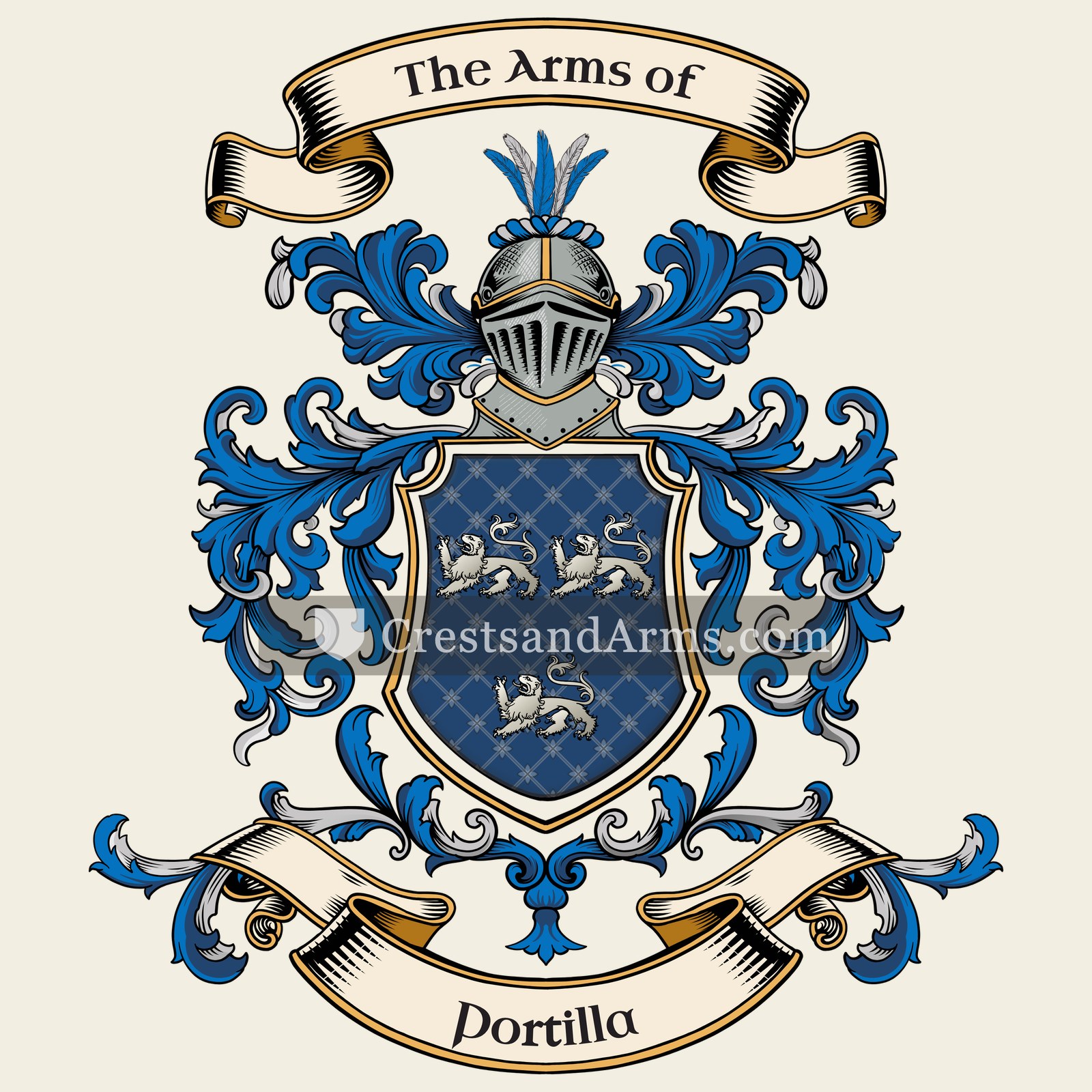 The Portilla coat of arms, drawn from the recorded blazon